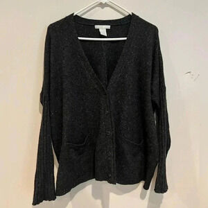 Design History Dark Grey and White Speckled Cashmere Wool Cardigan